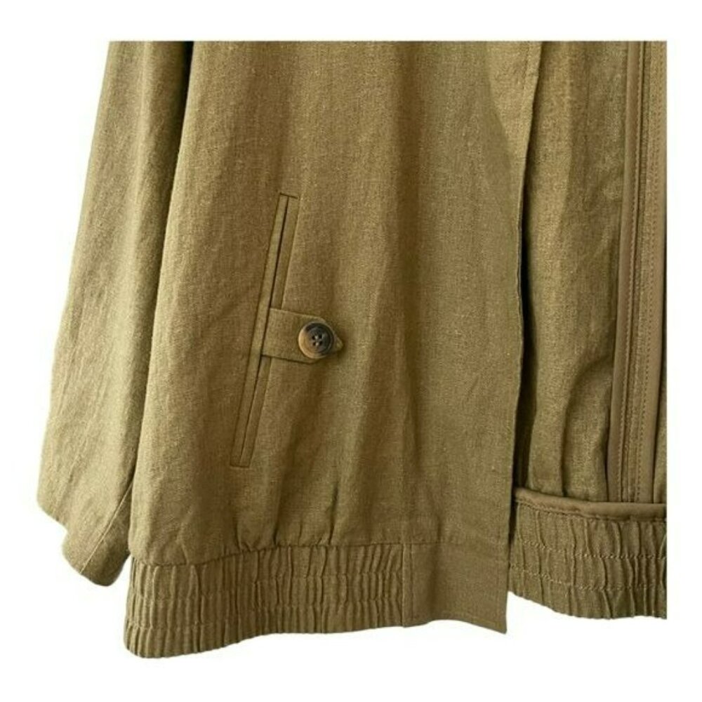 Carol Wren Jacket Size XL Linen Olive Green Lightweight - Picture 3 of 5